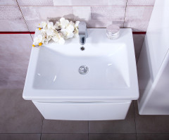 Тумба под раковину Бриклаер Вега 60 4627125414053 подвесная Белый глянец