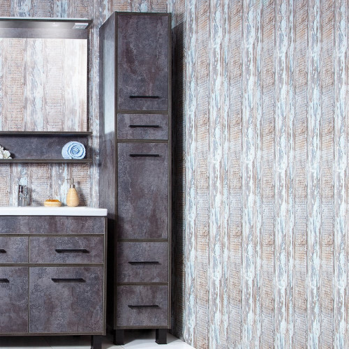 Шкаф пенал Бриклаер Чили 35 4627125415197 с бельевой корзиной Цемент