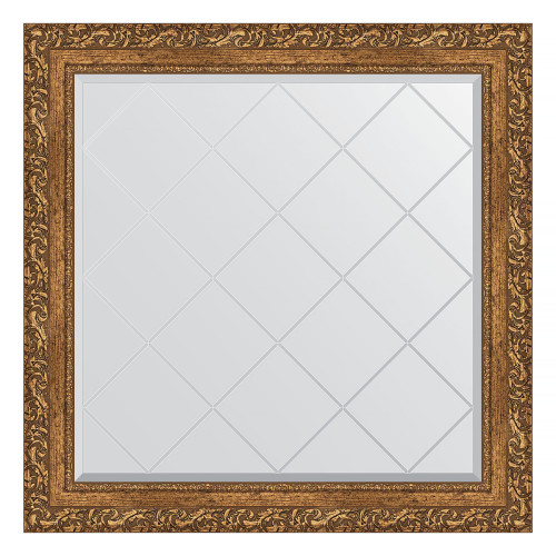 Зеркало настенное с гравировкой EVOFORM в багетной раме виньетка бронзовая, 85х85 см, BY 4314