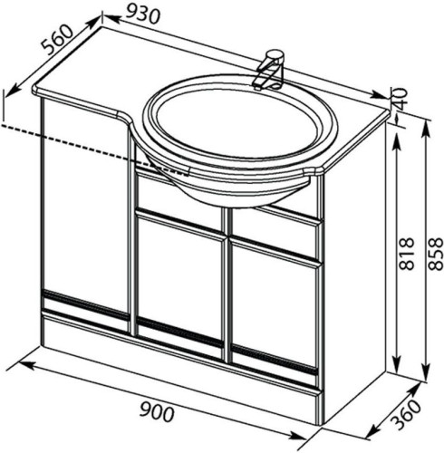 Тумба с раковиной Aquanet Марсель 90 R б/к белый