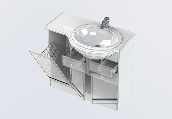 Тумба с раковиной Aquanet Марсель 90 R б/к белый