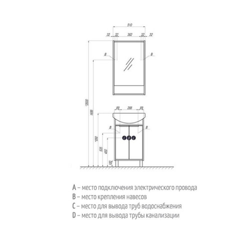 Зеркальный шкаф Акватон Рико 50