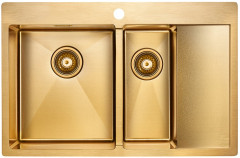 Мойка нерж. сталь Paulmark AISI304 UNION, PM537851-BGL, брашированное золото, левая, 780х510мм, Paulmark