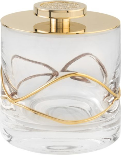 Surya Crystal Stream, круглая баночка с крышкой 9х9хh9 см, для ватных дисков, цвет хром