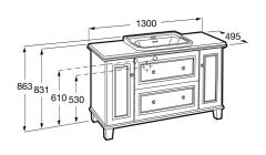 Модуль Roca Carmen 1300, для врезной раковины 600, Satin Dark Grey