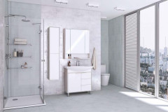 Тумба под раковину AQUATON РИКО 80 напольная, Белый/Ясень Фабрик (1A215401RIB90)