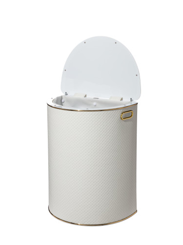 Корзина для белья Geralis PWG-O PUNTO белая, кант золото, полукруглая