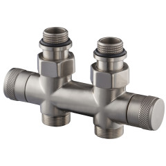 Узел прямой SR Rubinetterie Tondera 50 мм, запорный 1/2&quot;х3/4&quot; Е, цвет матовый никель