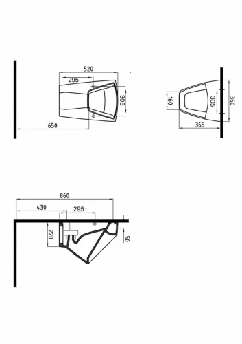 Писсуар Bien NEPTUN с гигиеническим покрытием в комплекте с сифоном (внутренняя подводка)
