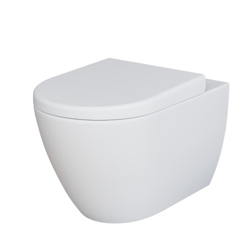 Унитаз Queen 113T20101R (570*360*400) БЕЛЫЙ МАТОВЫЙ подвесной БЕЗОБОДКОВЫЙ с толстой крышкой