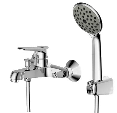 Набор 3-в-1 Bravat ECO (смеситель для раковины, смеситель для ванны, душевая штанга) Хром (F00313C)