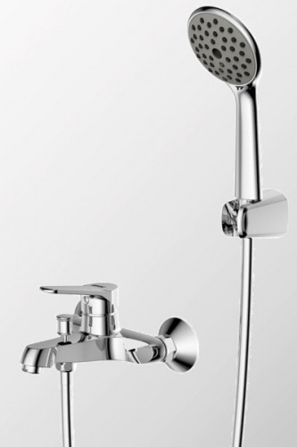 Набор 3-в-1 Bravat ECO (смеситель для раковины, смеситель для ванны, душевая штанга) Хром (F00313C)