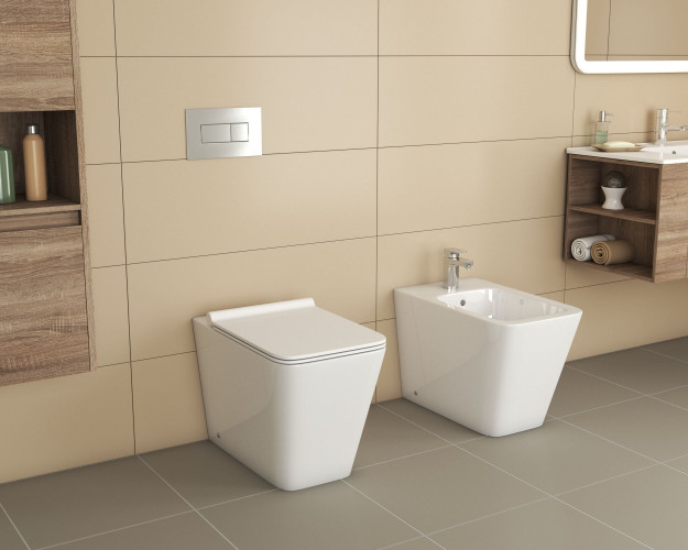 Унитаз Grossman GR-PR4414S (600*355*410) БЕЛЫЙ приставной БЕЗОБОДКОВЫЙ с тонкой крышкой