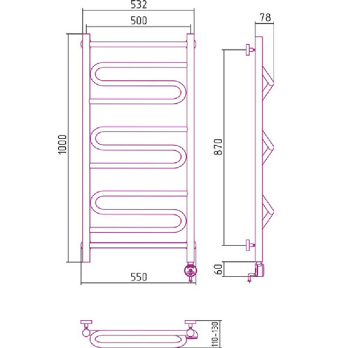 Электрический полотенцесушитель Сунержа Элегия 1000х500