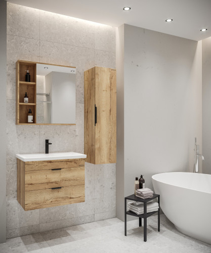 Шкаф-Зеркало Grossman ФОРТА-70 см универсал. дуб галифакс