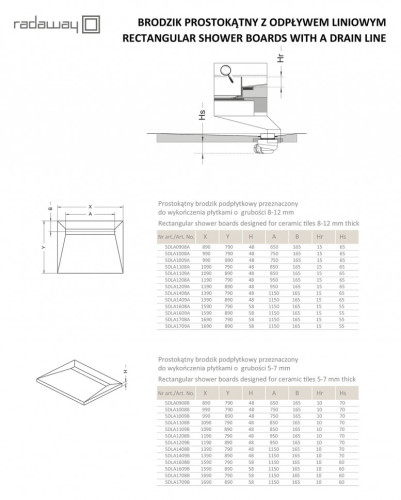 Душевая плита Radaway RadаDrain 79x169 для плитки 8-12 мм