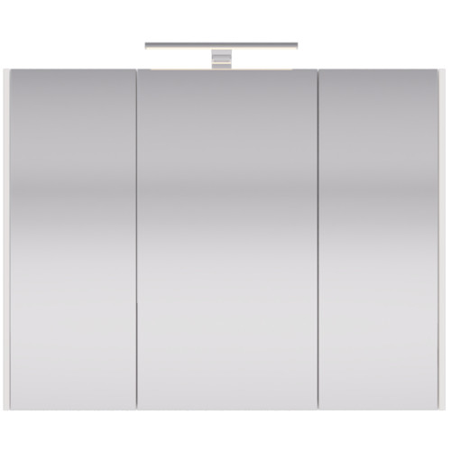 Шкаф зеркальный PRIME, 90 см, 3 дверцы, 6 стеклянных полок, белый