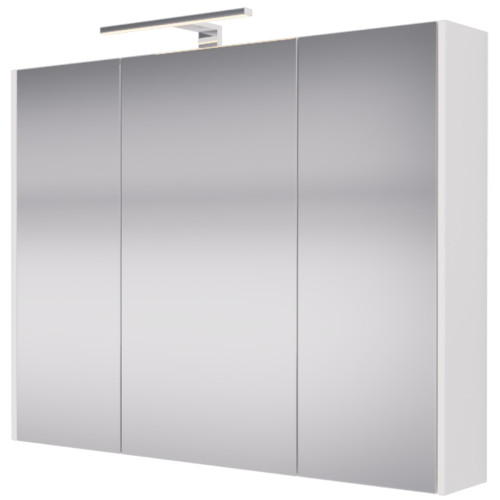 Шкаф зеркальный PRIME, 90 см, 3 дверцы, 6 стеклянных полок, белый