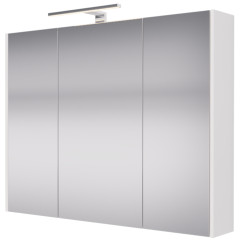 Шкаф зеркальный PRIME, 90 см, 3 дверцы, 6 стеклянных полок, белый