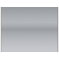 Шкаф зеркальный PRIME, 90 см, 3 дверцы, 6 стеклянных полок, белый