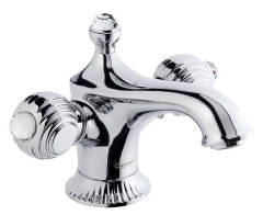 Emmevi The One, смеситель 98033SW для раковины на 3 отверстия. Металлические ручки + прозрачные кристаллы, цвет хром