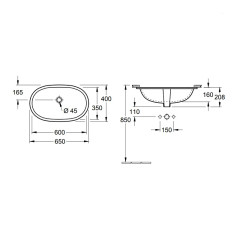 Раковина встраиваемая снизу Villeroy&amp;Boch O.Novo 35х60х20.8, керамика, цвет Белый (41626001)