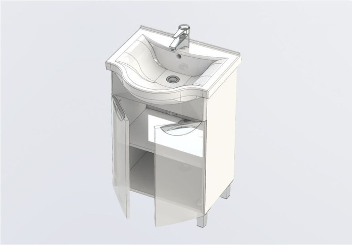 Тумба с раковиной Aquanet Асти 55 черный (2 дверцы)