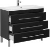 Тумба с раковиной Aquanet Верона NEW 100 черный (напольная 3 ящика)