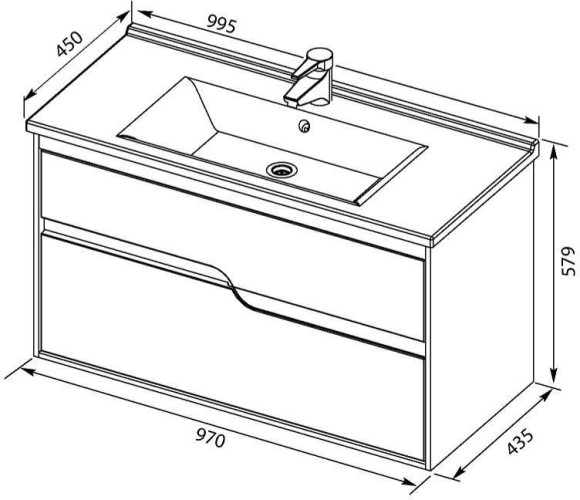 Тумба с раковиной Aquanet Модена 100 белый