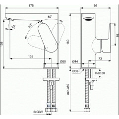 Смеситель для раковины Ideal Standard Silk Black Cerafine O, черный матовый, BC555XG