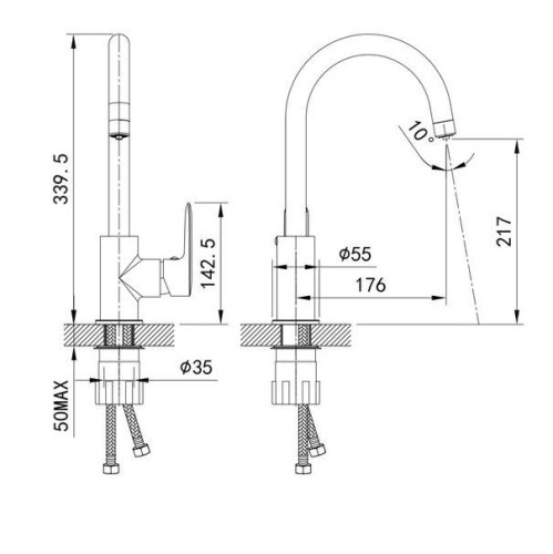 Смеситель для кухни с каналом для фильтрованной воды Iddis Cuba CUBBNFJi05