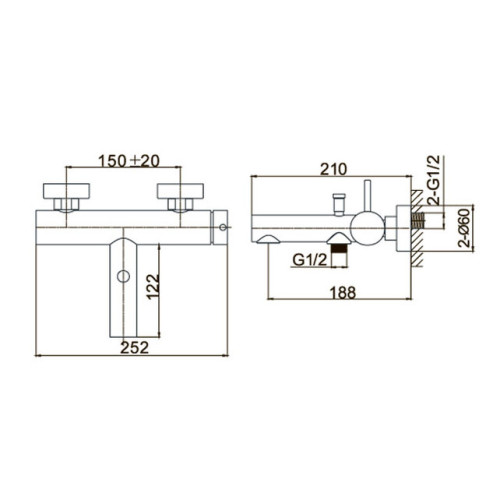 DON смеситель ванна, без душ.комплекта (хром) Caprigo 53-011-CRM