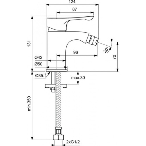 Смеситель для биде Vidima WAVE Керамический картридж Хром (BA414AA)