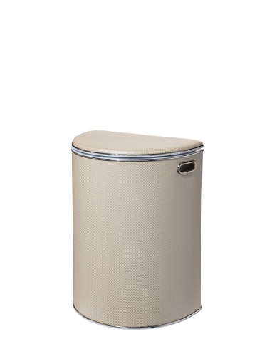 Корзина для белья Geralis RWH-O Ромб белая, кант хром, полукруглая