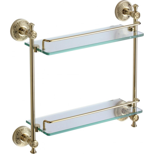 Полка прямая двойная (стеклянная) 40 см S-005822B Savol золото