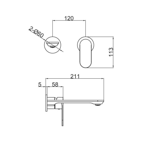 Смеситель для раковины встраиваемый FASHUN A1185, хром