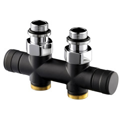 Узел прямой SR Rubinetterie Tondera 50 мм, запорный 1/2&quot;х3/4&quot; Е, цвет черный