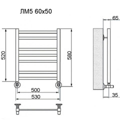 Полотенцесушитель Ника MODERN ЛМ-5 60/50 с вентилями (комплект люкс)