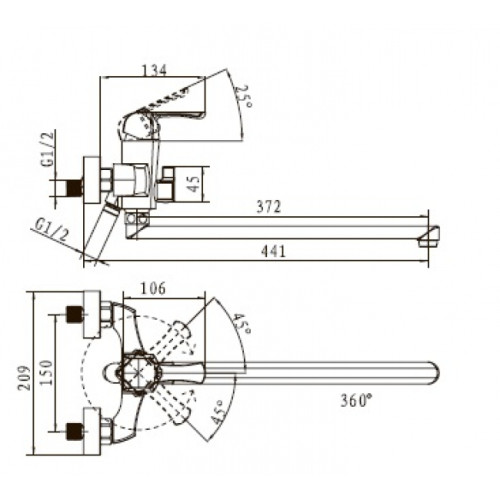 Смеситель для ванны с душем KAISER Boss (51055B)