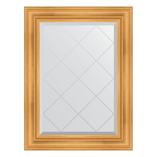 Зеркало настенное с гравировкой EVOFORM в багетной раме травленое золото, 69х91 см, BY 4116