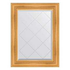 Зеркало настенное с гравировкой EVOFORM в багетной раме травленое золото, 69х91 см, BY 4116