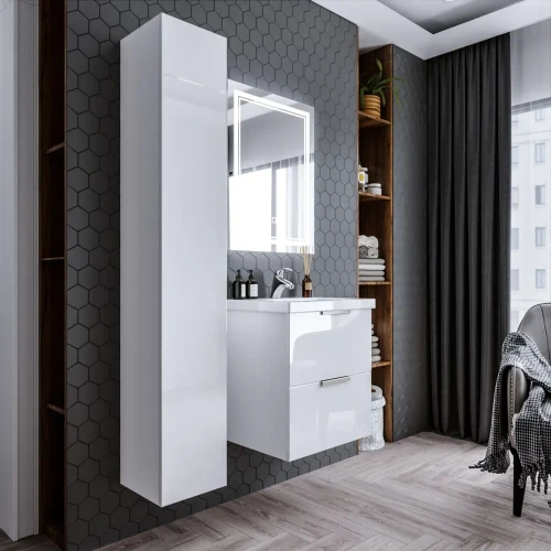 Тумба Бриклаер Хелена 60 Высокий белый глянец (2 упаковки)