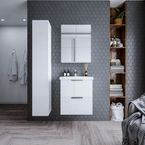 Тумба Бриклаер Хелена 60 Высокий белый глянец (2 упаковки)