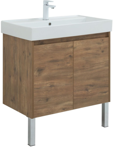 Тумба с раковиной Aquanet Nova Lite 75 дуб рустикальный (2 дверцы)