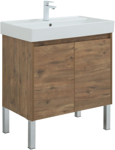 Тумба с раковиной Aquanet Nova Lite 75 дуб рустикальный (2 дверцы)