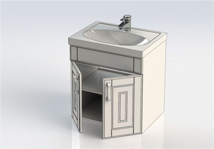 Тумба с раковиной Aquanet Рондо 60 белый (2 дверцы)