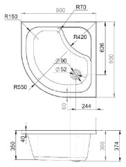 Душевой поддон AM PM Like Deep 90x90x35