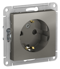 Розетка с заземлением со шторками, 16А, механизм, СТАЛЬ Schneider Electric ATLASDESIGN ATN000945