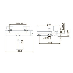 DON смеситель ванна, без душ.комплекта (черный) Caprigo 53-011-NER