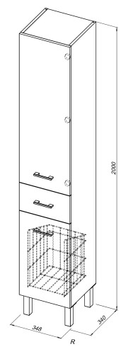 Шкаф-пенал для ванной Aquanet Верона черный